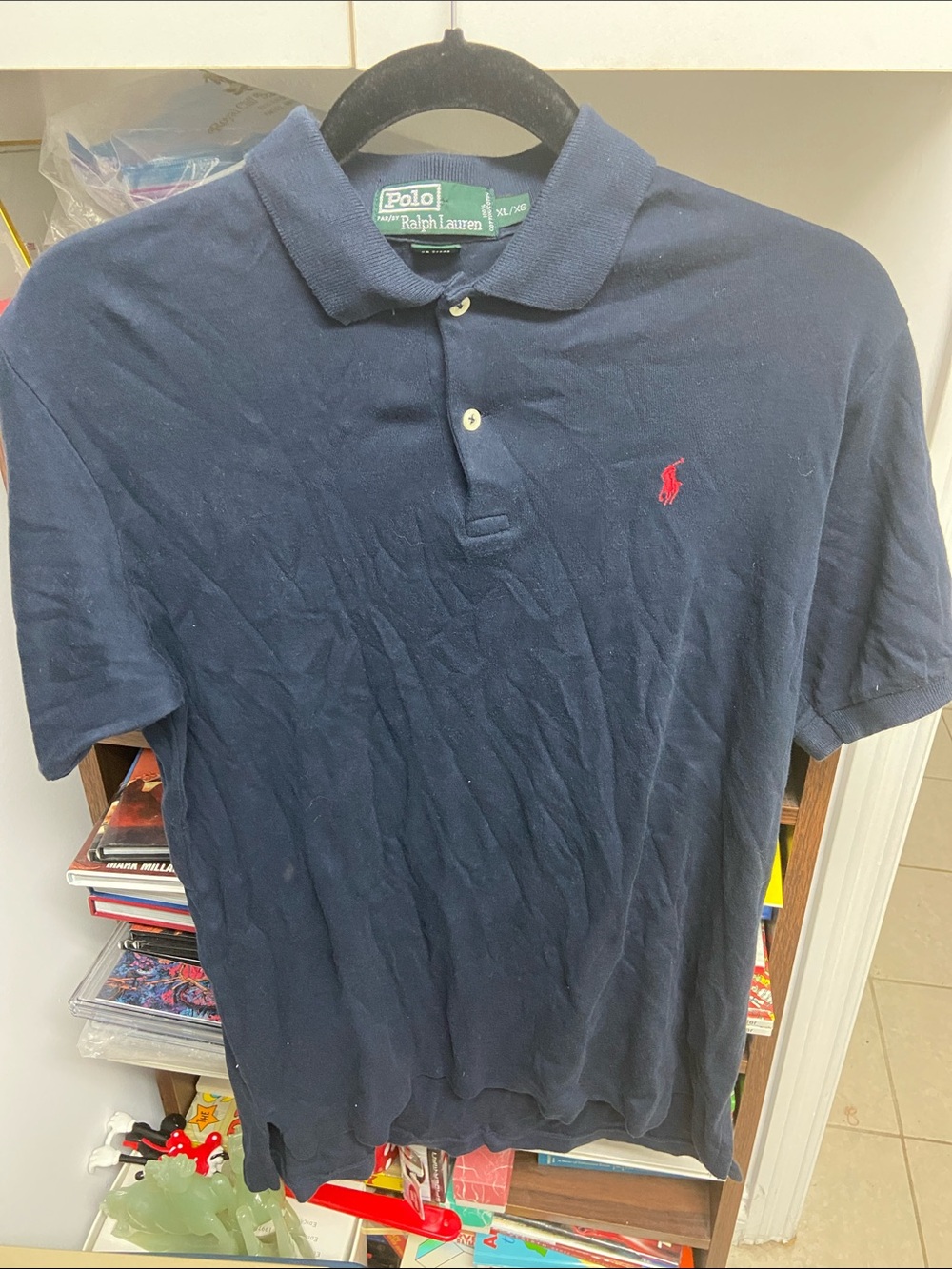 Vintage Polo by Ralph Lauren Navy Short-Sleeve Polo with Red Pony